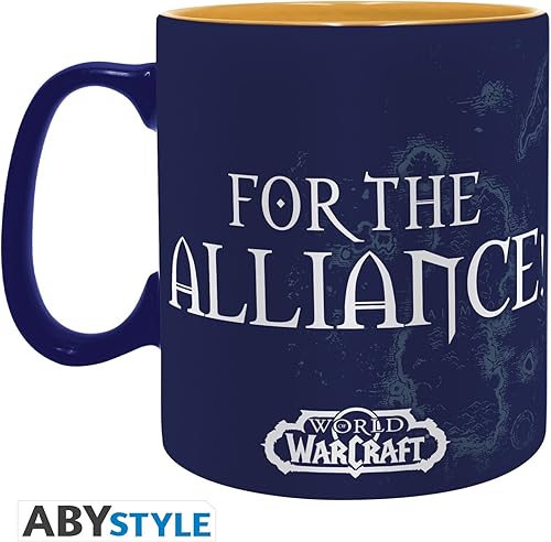 Miniatura 2 de ABYstyle Word of Warcraft Alliance - Taza de café de cerámica con capacidad para 16 onzas líquidas, juego de acción para el hogar, Ofice