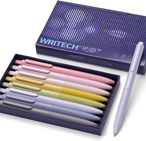 WRITECH Bolígrafos de gel de 0.020 in, 8 unidades, bolígrafos retráctiles silenciosos para diario, dibujo y escritura, sin manchas, ni sangrado