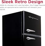 Frigidaire EFR786-BLACK EFR786 Retro Apartment Size Refrigerator with Top Freezer-2 Door Fridge with 7.5 Cu Ft of Storage Capacity, Adjustable Spill-Proof Shelves, Door & Crisper Bins, Black