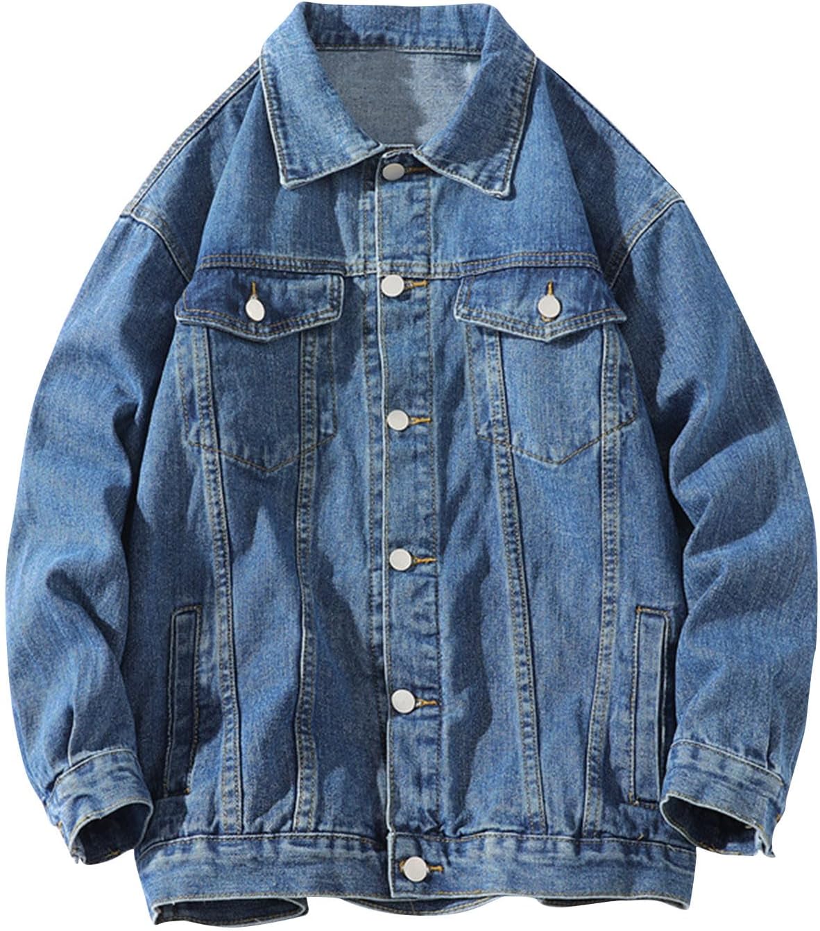XUNRYAN Men's Denim Jacket Vintage Jean Jackets with Multiple Pockets Casual Fashion Coat Outerwear Winter Fall Clothes