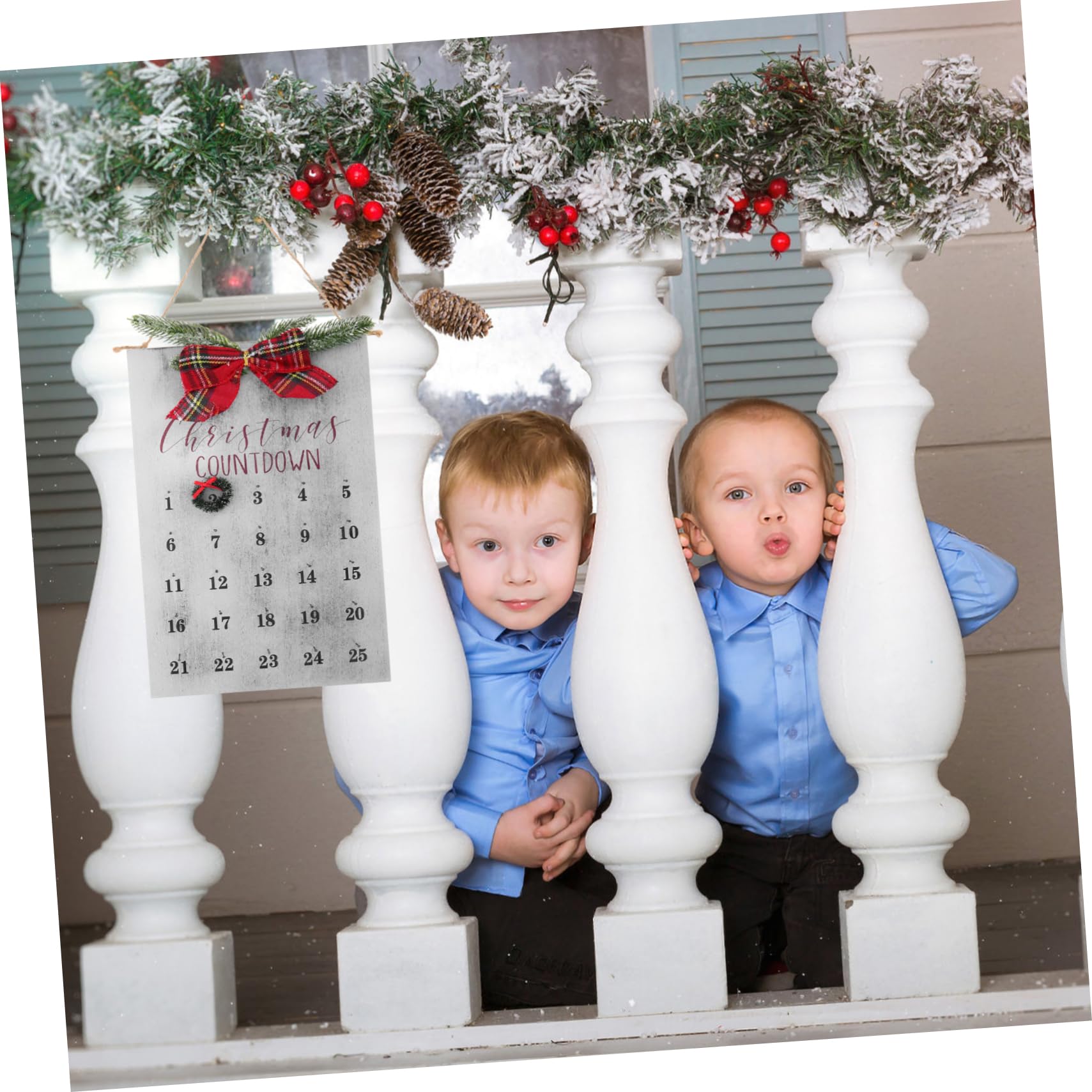 IMIKEYA Calendario de Guirnaldas Navideñas Letrero Colgante de Madera para Decoración Navideña Casa Oficina Calendario de Regresiva de Madera para Navidad