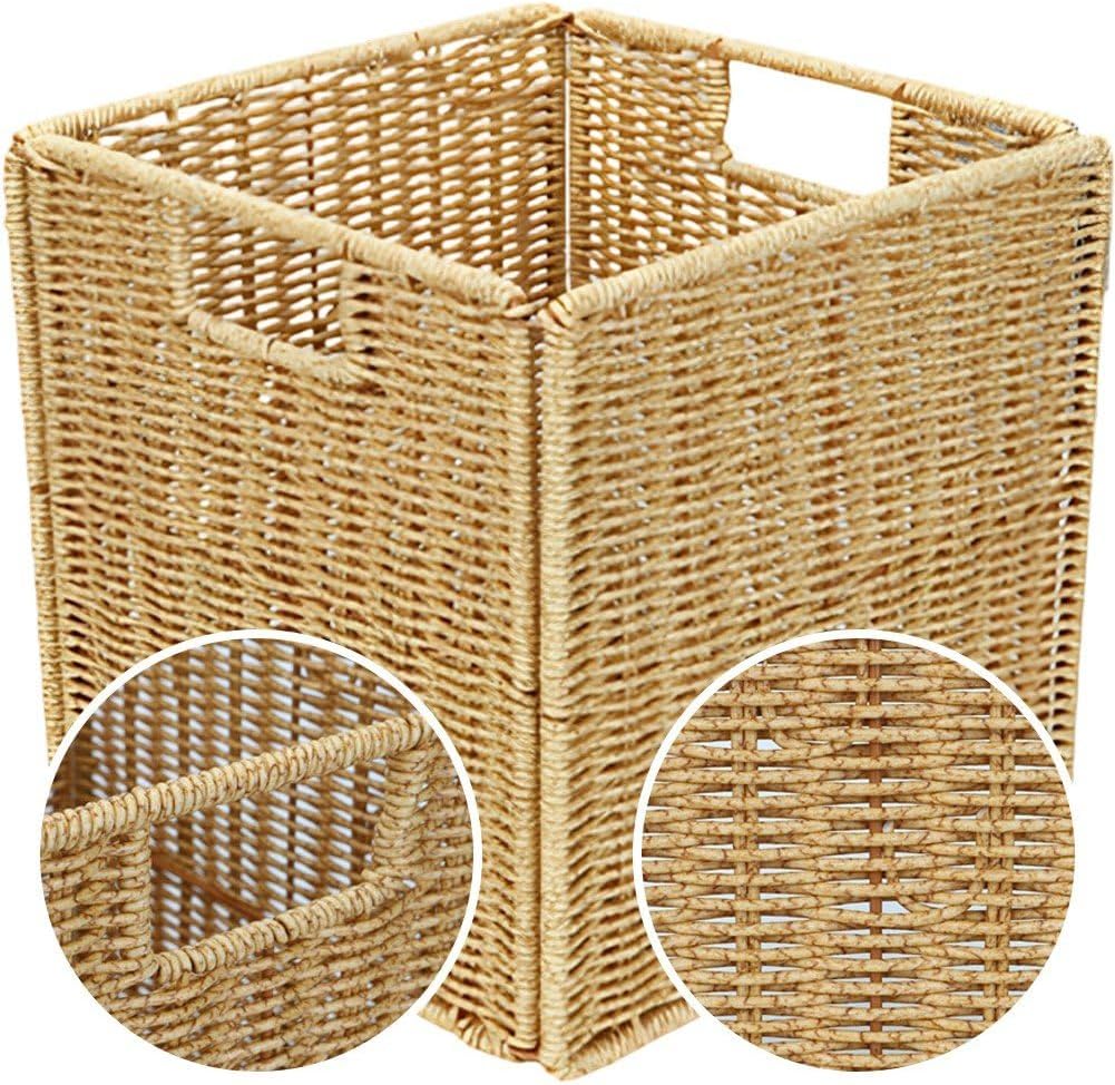 Woven Storage Basket, Foldable Storage Basket, Decorative Collapsible Organizer Bin for Organizing Snack, Toys, and Daily Essentials