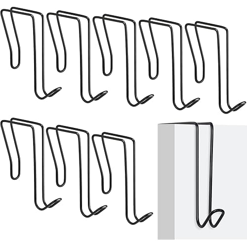 Oudain 8 Pack Wire Cubicle Hooks for Coat Wall Panel Over Cubicle Hanger Accessories for Office Partition Door Picture (Black)