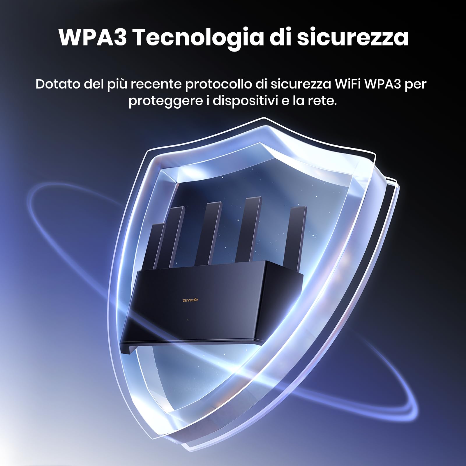 Tenda RX2L Pro AX1500Mbps Router WiFi 6 Dual-Band, 1201Mbps/ 5GHz e 300Mbps/2,4GHz, 5 Antenne Ad Alto Guadagno, 4 Porte Gigabit, Parental Control, Tecnologia WiFi+, WPA3, Dissipazione del Calore