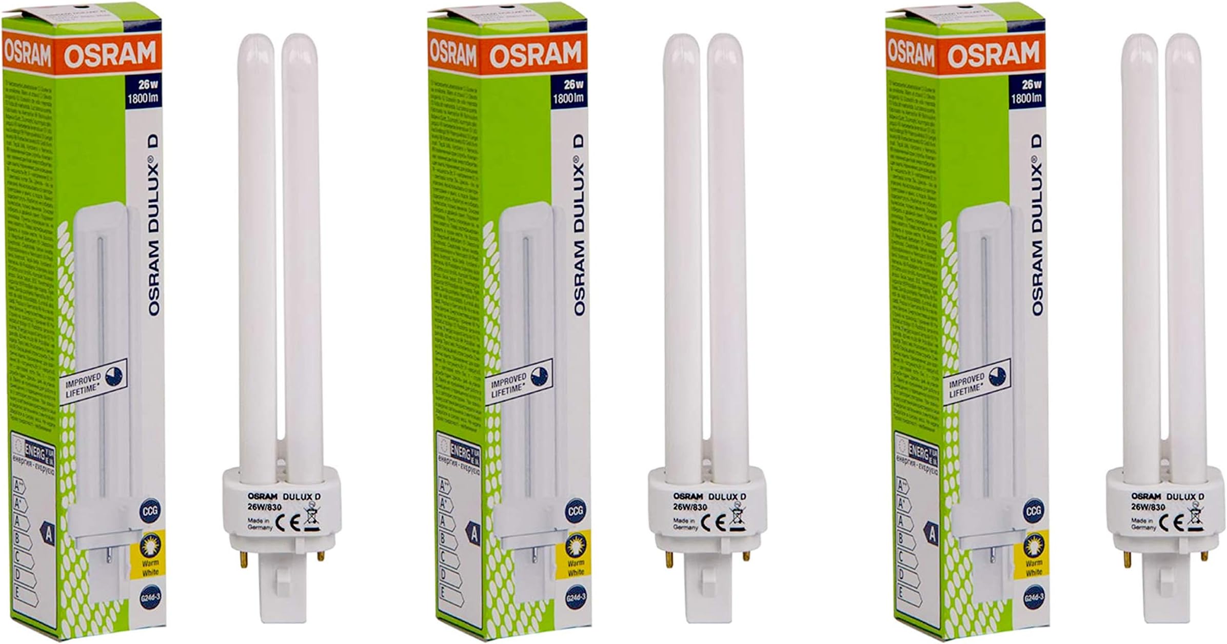 Compact Home Decorative Durable Fluorescent Lamp, 26-w, 2 Pin, Pack Of 3 - Warm White