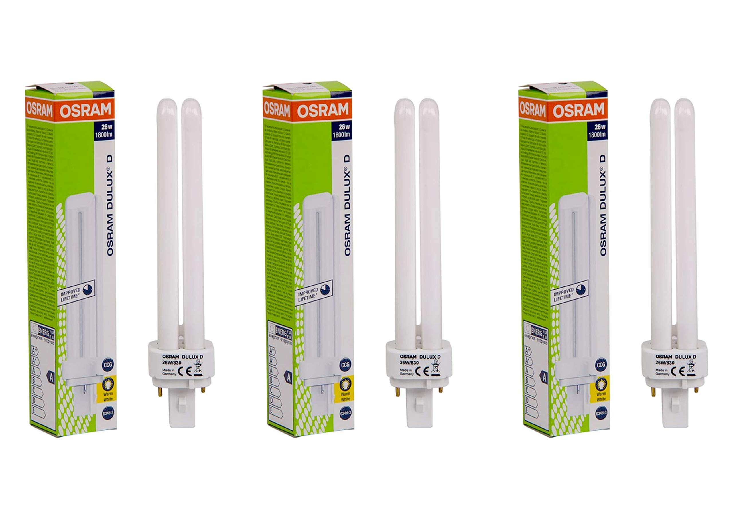 Osram Compact Home Decorative Durable Fluorescent Lamp, 26-w, 2 Pin, Pack Of 3 - Warm White
