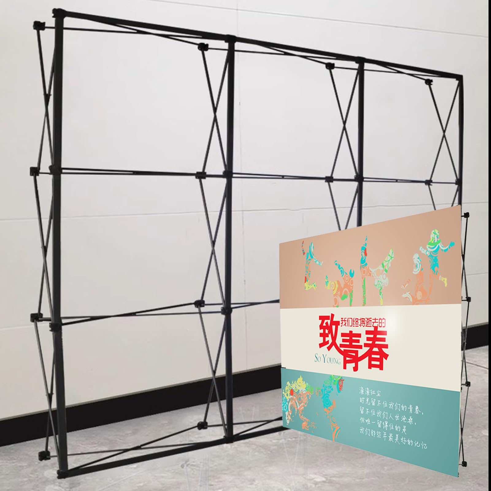 YKMYXZ， Stand de exhibición emergente, Soporte de Pancarta con Marco en X for telón de Fondo de Feria Comercial(1.55m(5ft) L)