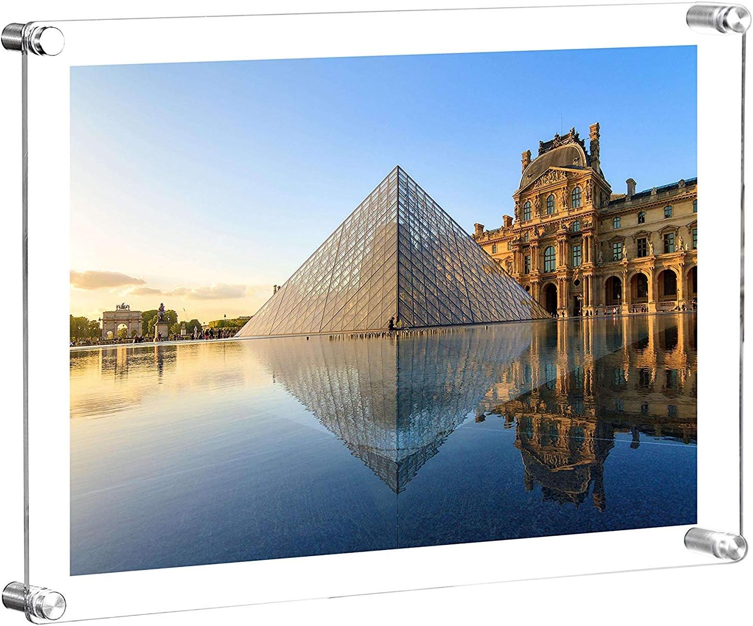 CY craft 8.5x11 Acrylic Wall Mount Floating Picture Frame,A4 Letter Size Photo Frame for Document Certificate Sign Display,Double Panel (Full Frame is 9.4x13.4 inch),Clear,Pack of 1