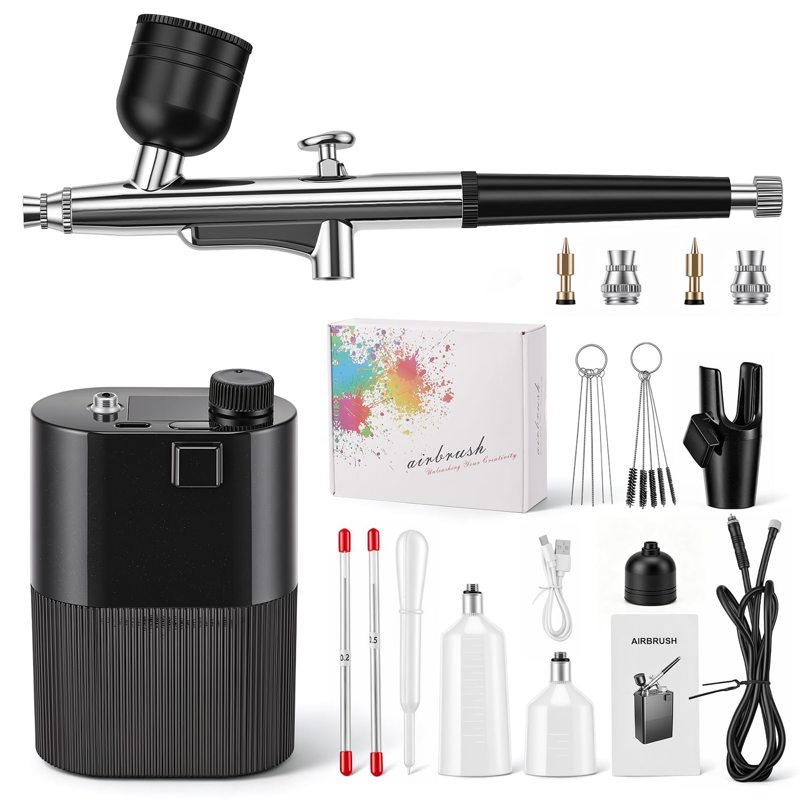 Kit de compresor de aerógrafo, doble carrera, 20 – 50 psi, 20 niveles de