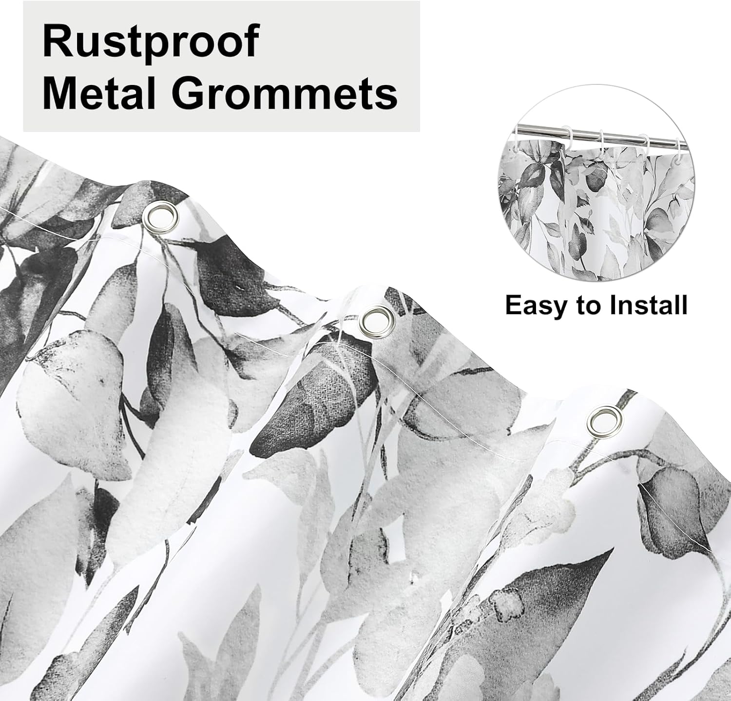 Colorful Star Grey Eucalyptus Waterproof Shower Curtain Set with Hooks, Minimalist Watercolor Floral Print Bathroom Décor, Plant Leaves Washable Fabric Shower Curtain, 72 x 78 Inch