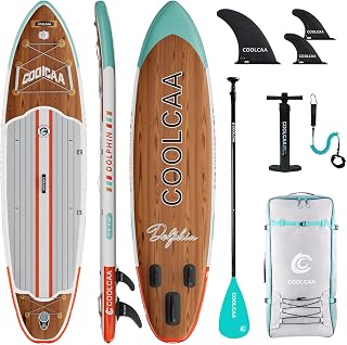 COOLCAA SUP Board, 355cm (Extra Groß) Stand Up Paddling Board, Aufblasbares Stand-Up Paddle Board mit 86cm Extra Breit, Fishing Paddleboard mit Zubehör & Tragetasche für Adults, 222 kg