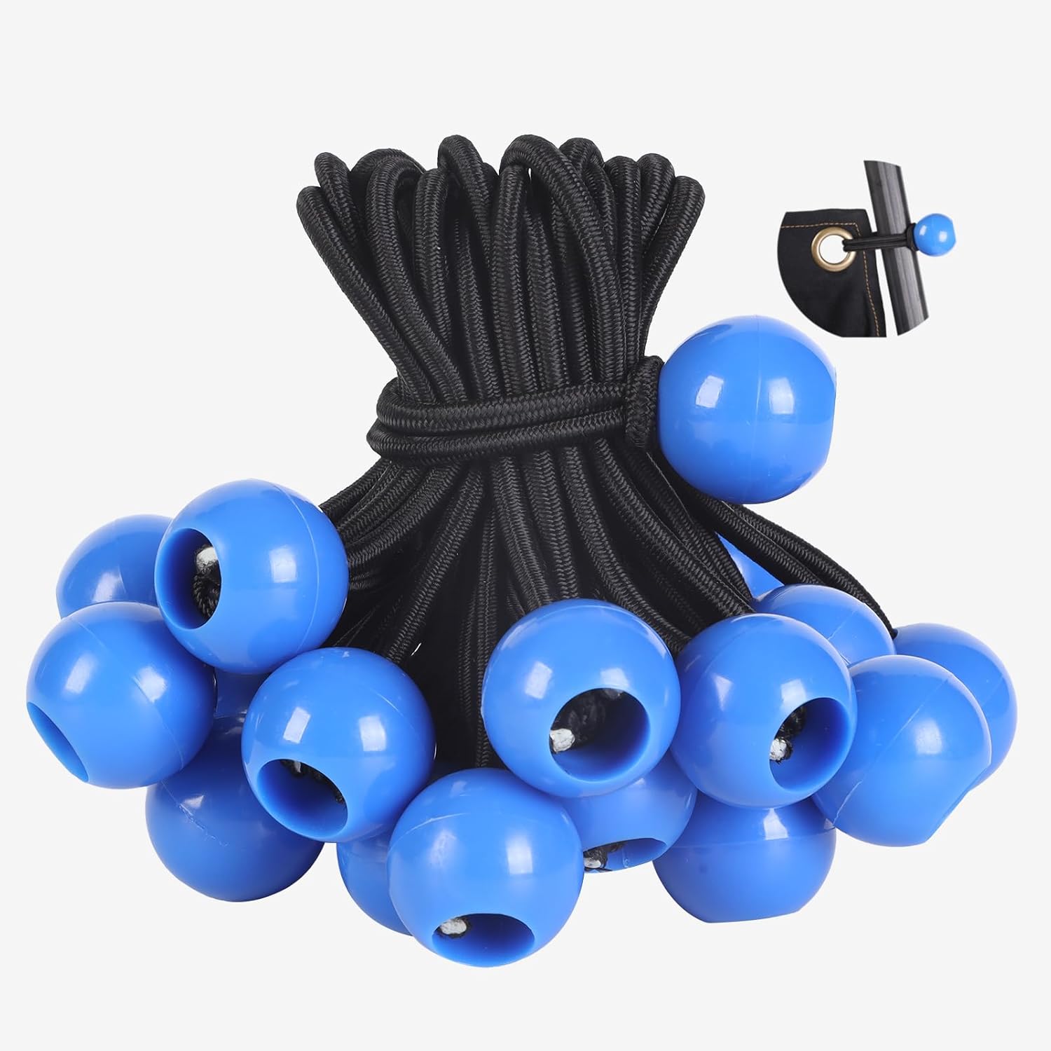 NOONE Ball Bungee Cords 4 Inch, 25 Pcs Heavy Duty Bungee Balls, Tarp