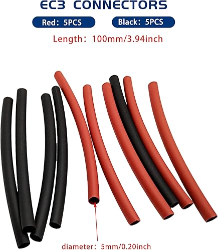 Miniatura 6 de T-Plug XT60 EC3 Conectores adaptador macho y hembra con tubo termorretráctil y cable de silicona 14AWG para batería RC Lipo Control electrónico de