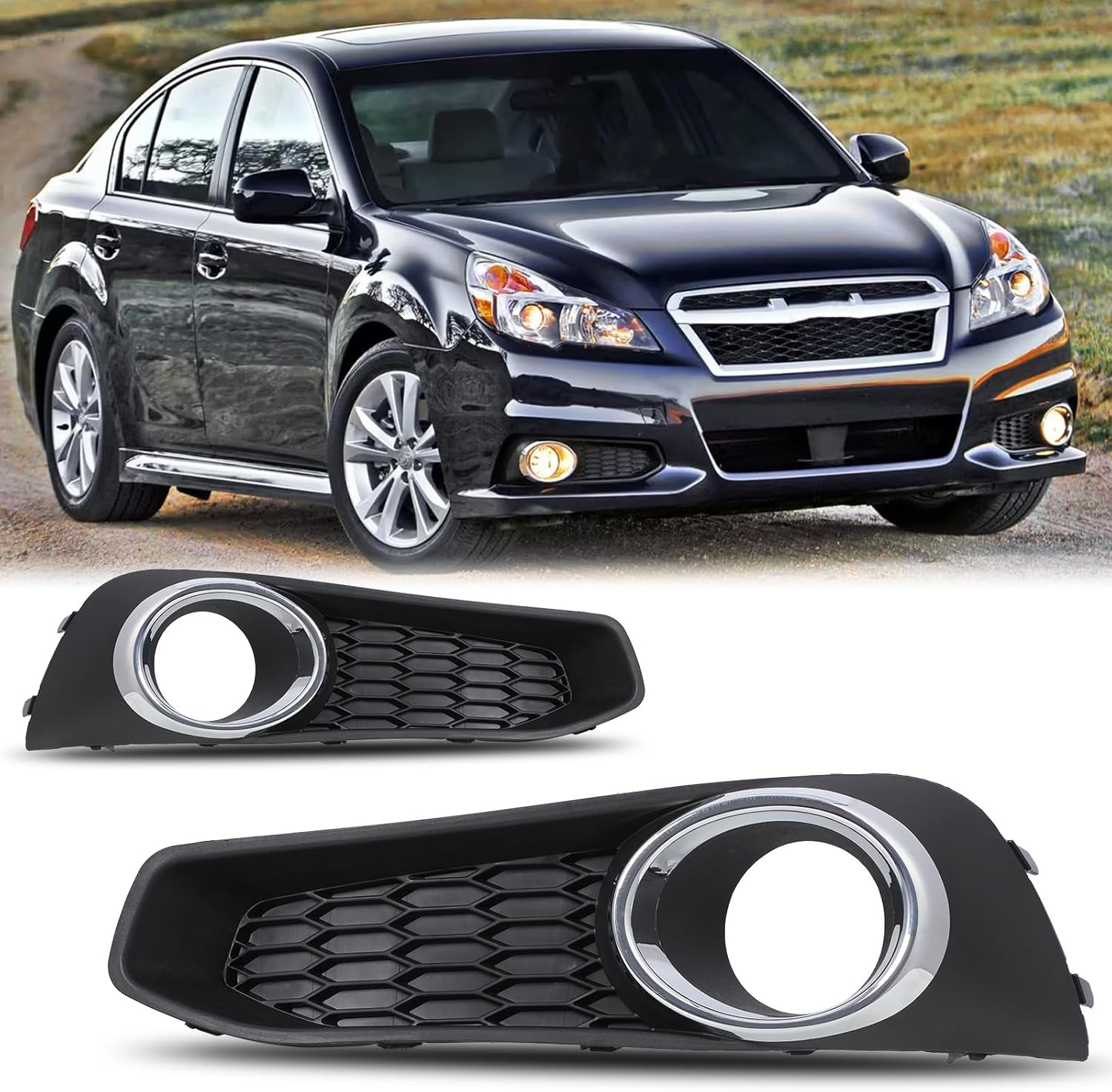 Fog Light Bezels Set for Subaru Legacy 2013-2014, Driving Fog Lamp Cover Replacement, Bolt-on Fog Lamp Cover 1 Pair Left and Right Side