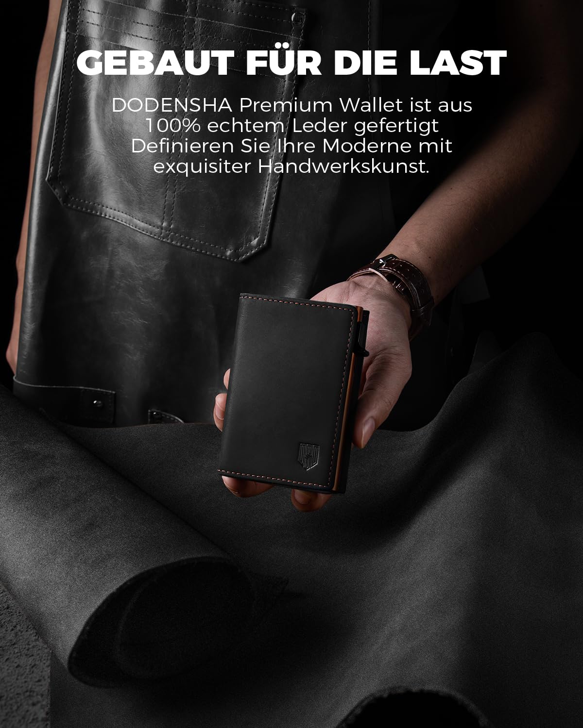 DODENSHA MagSnap Portmonee Herren I Slim Wallet mit Münzfach I Kreditkartenetui Geldbeutel für 10+ Karten I Magnetischer Verschluss Geldbörse Herren I RFID Schutz I SchwarzOrange