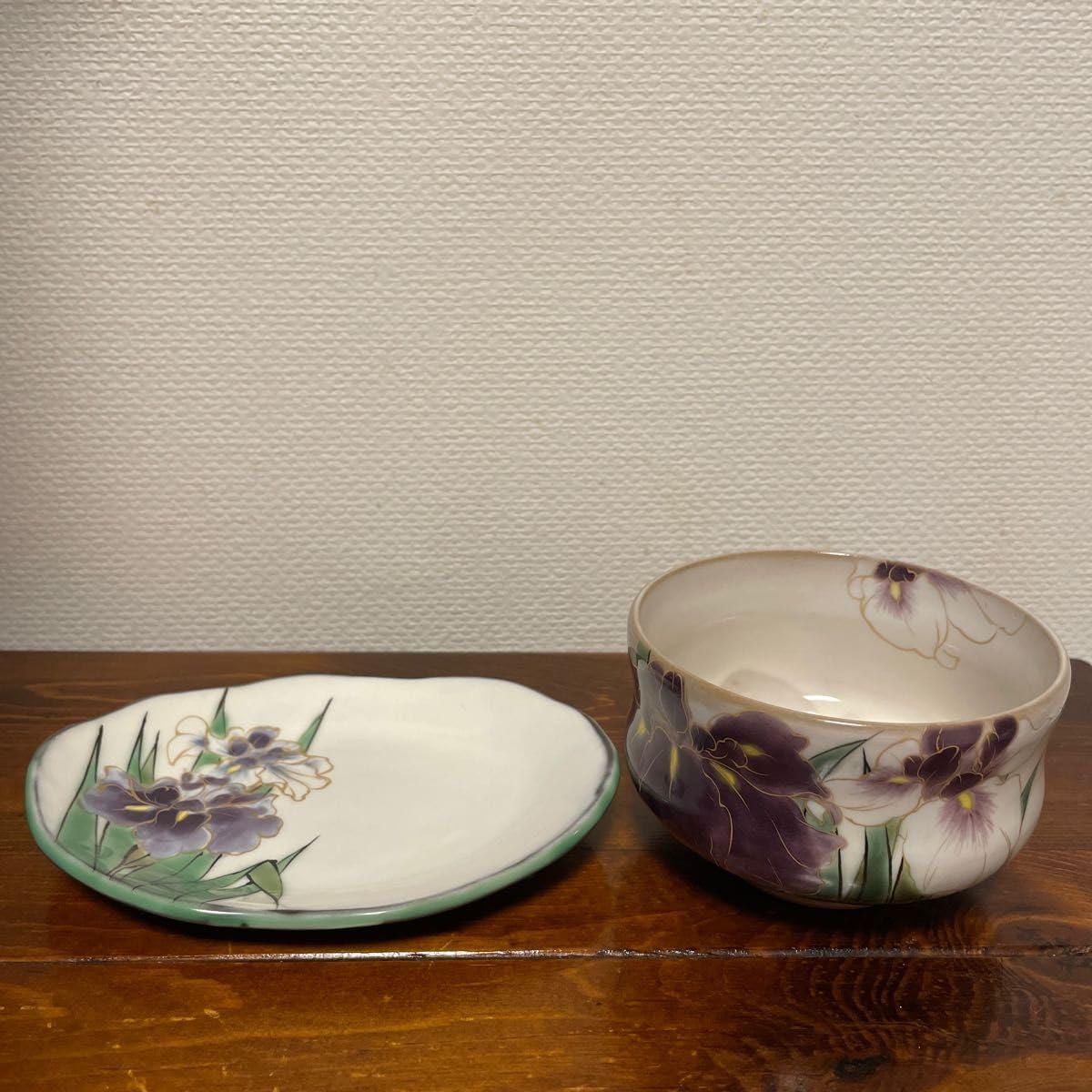 あやめ文様 菓子器 京焼 陶あん 京焼 清水焼 陶あん 菖蒲（あやめ）柄