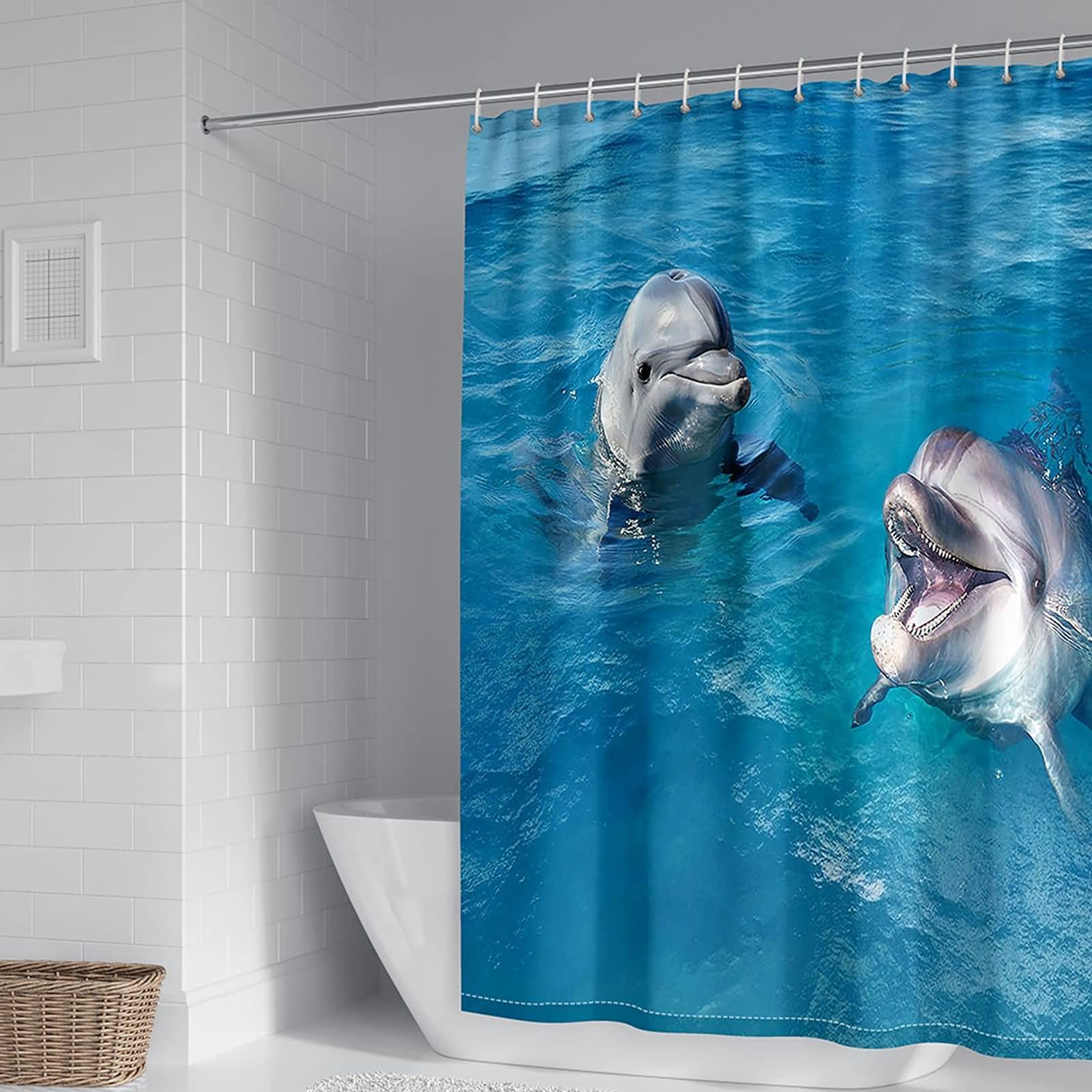 Rideau de douche anti moisissure 180x200 en tissu polyester dauphin