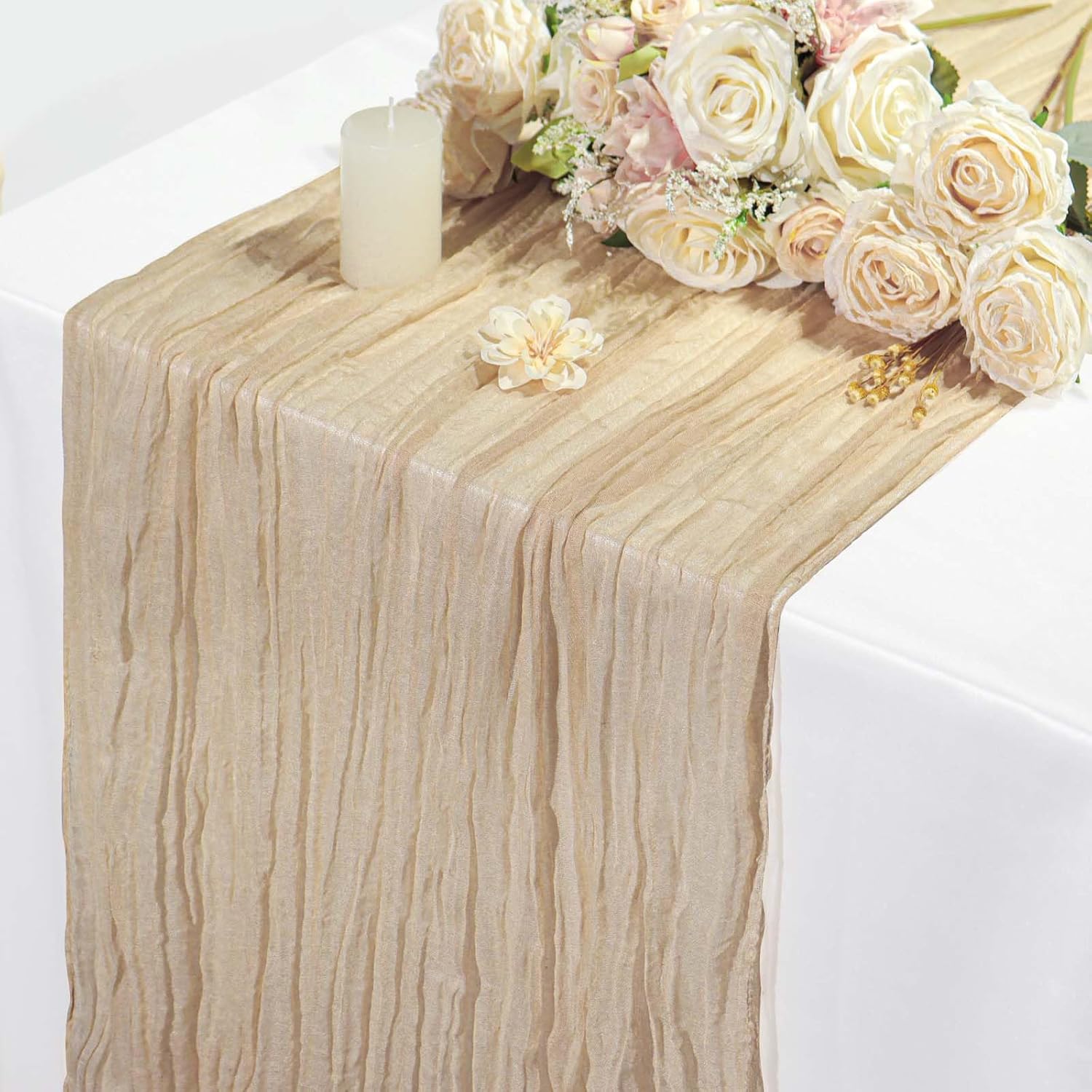 Table Runner Cheesecloth Easter 10FT Boho Rustic Farmhouse Gauze for Spring Decor Cheese Cloth for Wedding Baby Shower Bridal Birthday Party Home Decorations