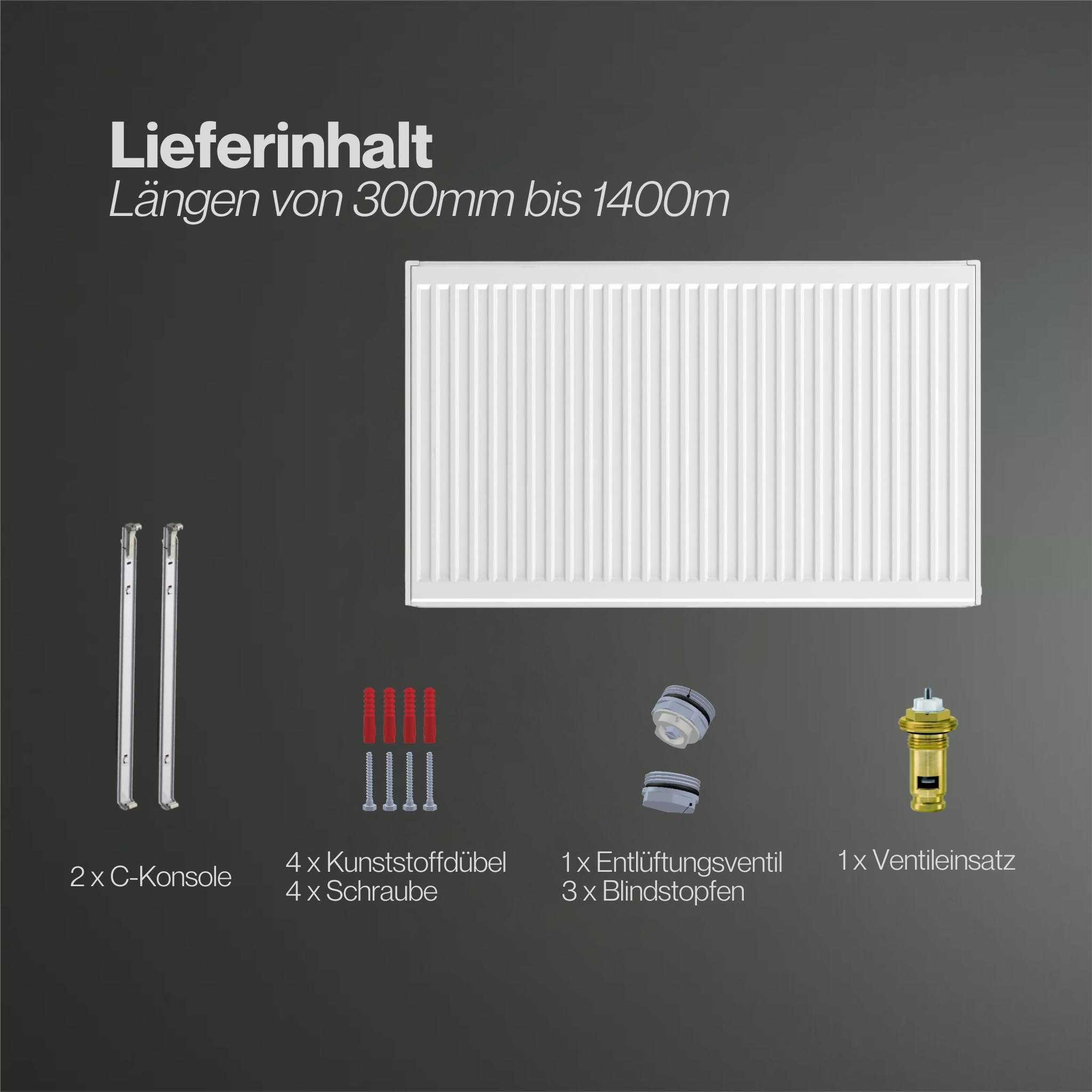 Typ 22 Universal Heizkörper VK-6 mit Ventileinsatz und C-Konsole (600x800)
