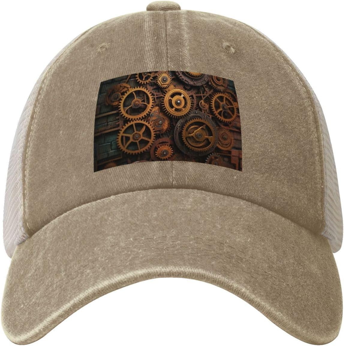 Snapback Trucker Hats Rusted Metal Gears Cowboy Baseball Caps Adjustable Blank Mesh Ball Caps for Men Women Natural