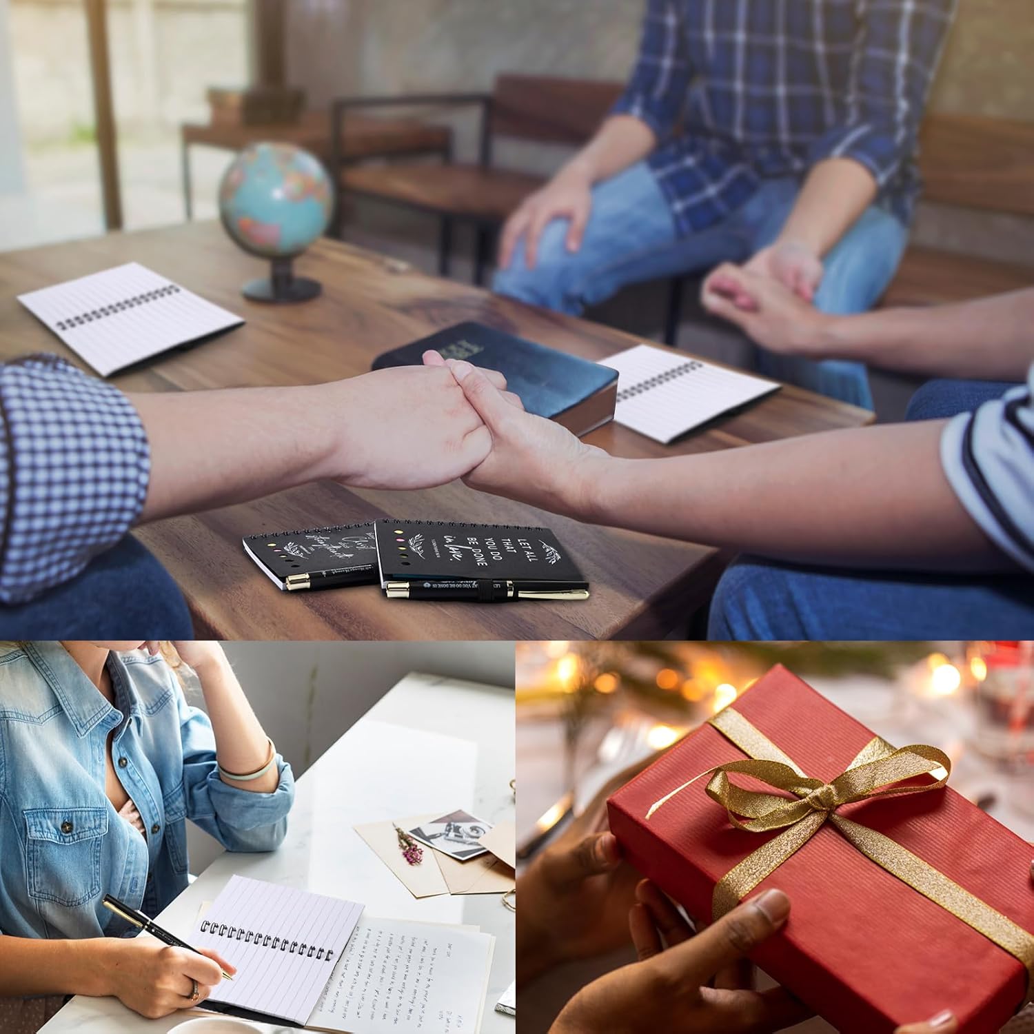 Kosiz 30 Set / 60 Pcs Easter Christian Gifts Bulk with Pocket Spiral Religious Notebook with Sticky Notes Bible Verse Pens Prayer Journal Gifts for Church Men Women Sunday School (Black)