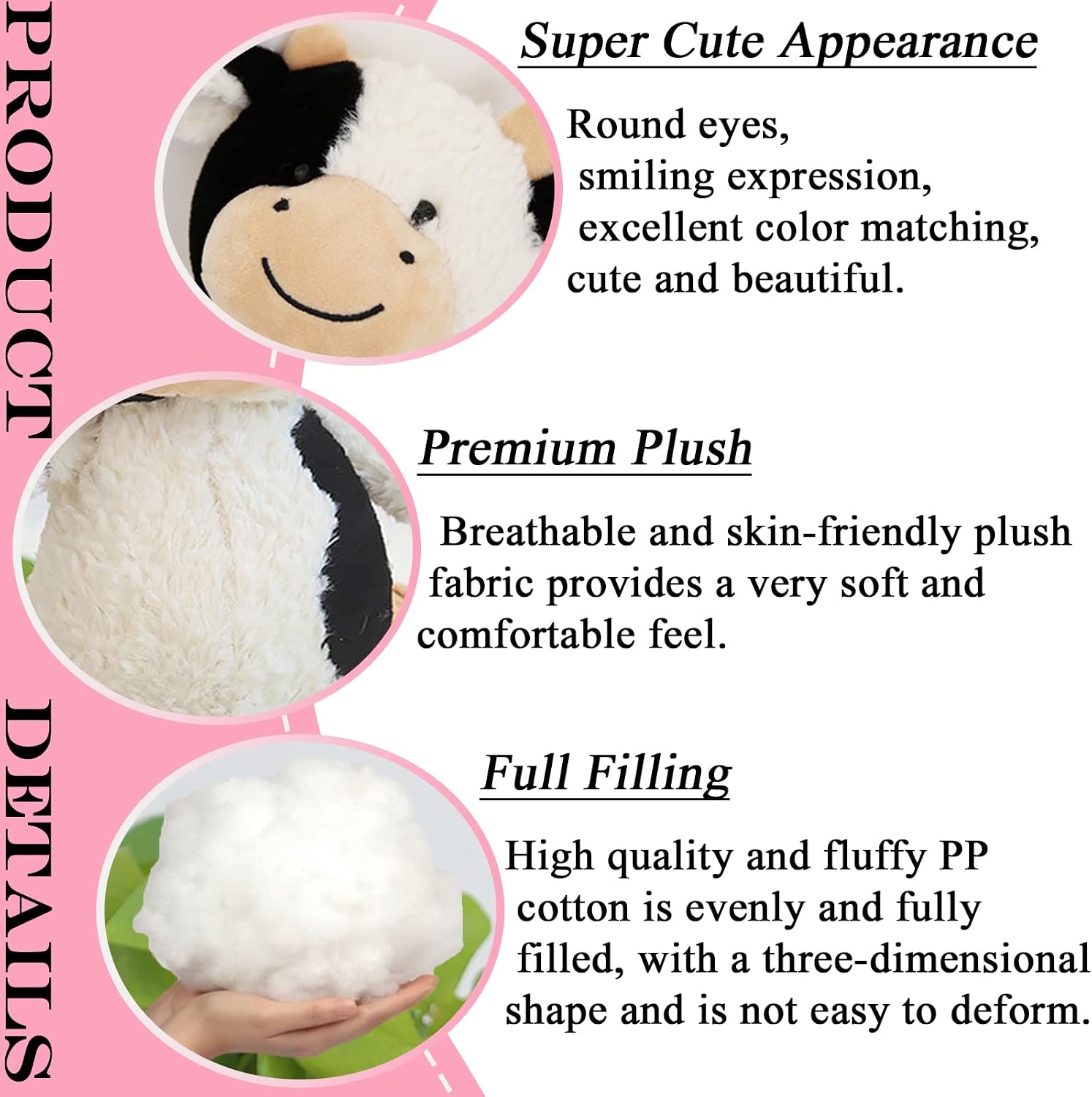 zhidiloveyou 11.8" Cow Stuffed Animals Kawaii Cow Plush Soft Toy Gifts image 3