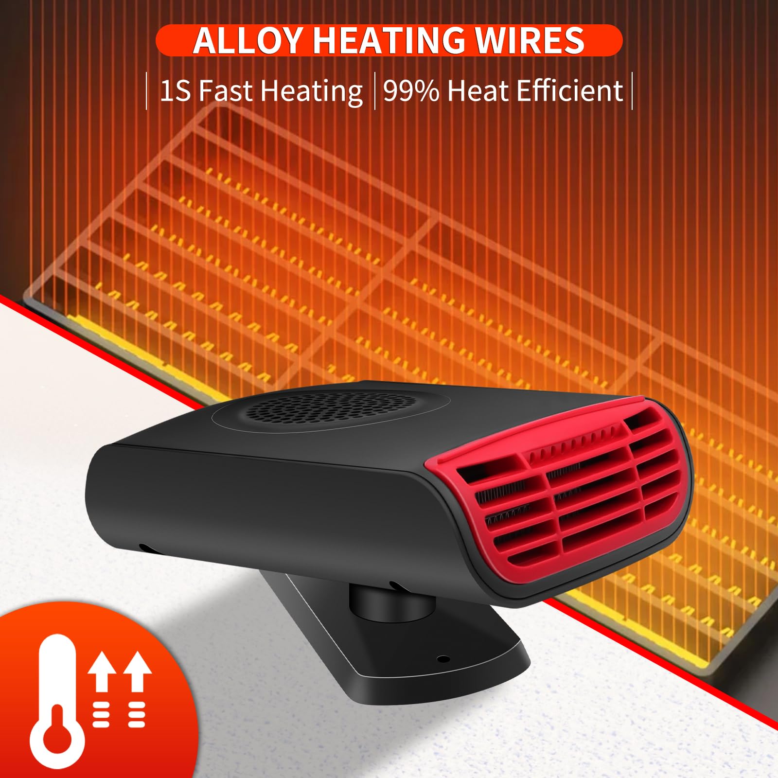 KAOLALI Riscaldatore per Auto 12V, Portatile 150W Stufetta per Auto, Sbrinatore Parabrezza Auto, 2 in 1 Riscaldamento Auto/Ventola di Raffreddamento con Accendisigari, per Auto, Caravan, Camion