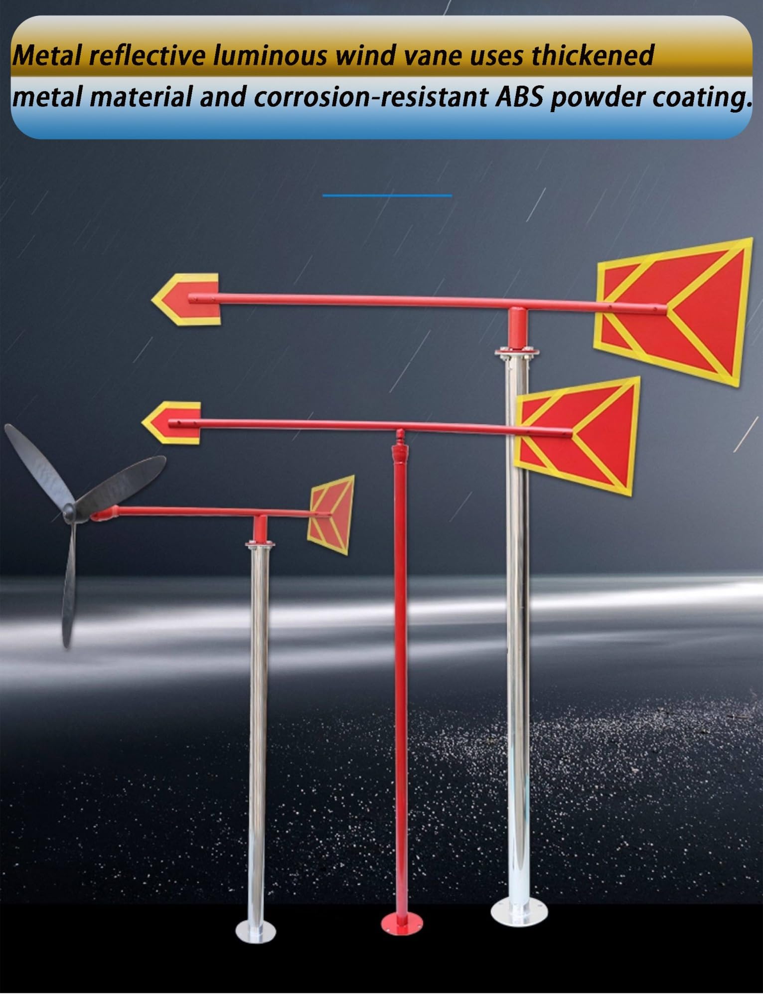 Rękaw wiatrowski z nylonu Rip Stop, Odblaskowy wiatrowskaz ze stali nierdzewnej świecący w ciemności, wielokolorowy, wiele rozmiarów(Red-yellow,Bracket 120cm-120cm)