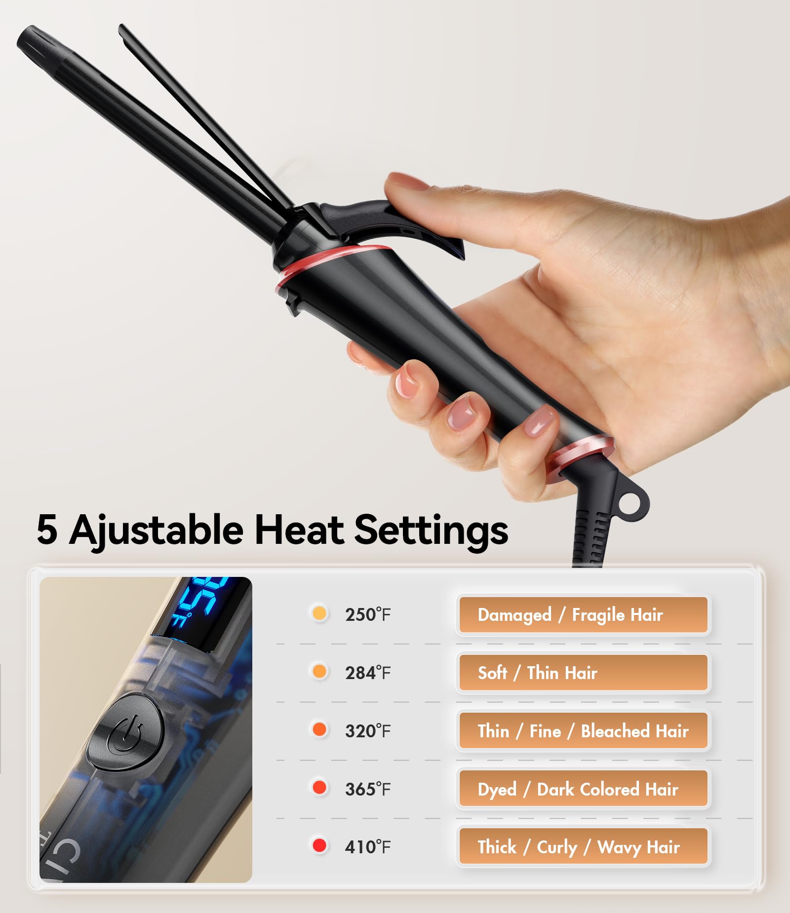 CIVEYA Mini Dual Voltage Travel Curling Iron with Ceramic Barrel