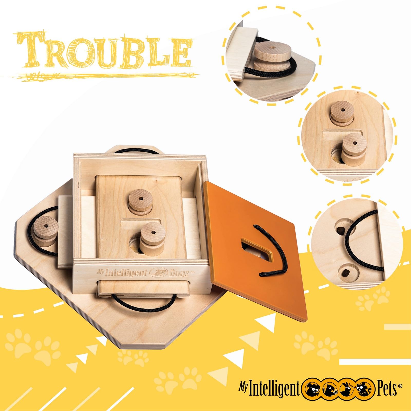 Juguete Interactivo de Madera para Perros Trouble, M | Juguetes de inteligencia para perros Uso mental - Juguete interactivo Perro, Juegos de pensamiento para perros