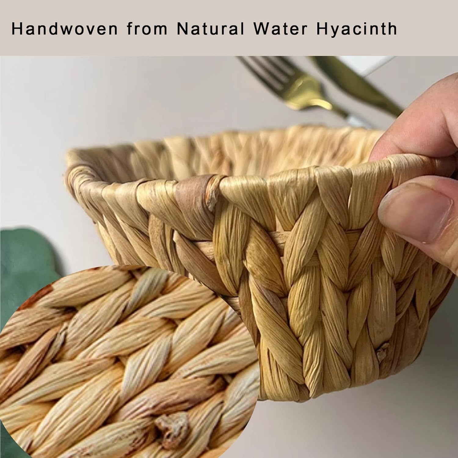 Set of 2 Small Wicker Baskets for Flatware Organizer , Silverware Caddy Utensil Caddy Basket, Bread Baskets Cutlery Holder for Party