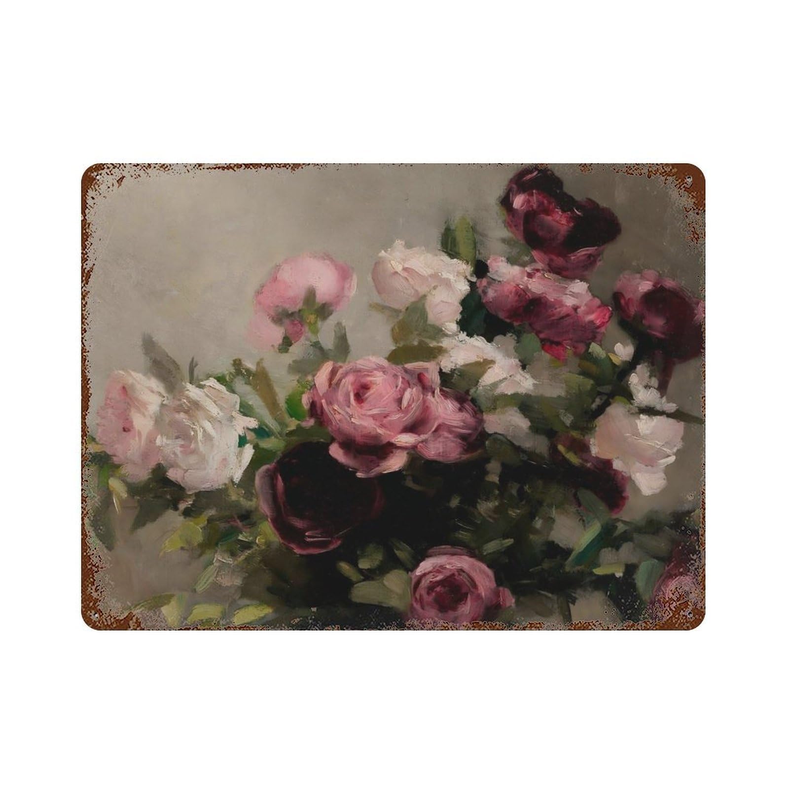 xiaoxiaoshen Dark Floral Frame Vintage Botanical Wall Decor Art Metal Tin Poster Modern Home Decor Art Home Bar Shop Decorations Vintage Sign 30x40cm
