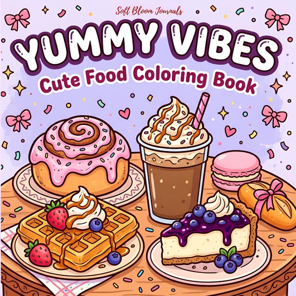 Yummy Vibes: Cute Food Coloring Book (Cute & Feminine Kawaii Coloring Books)