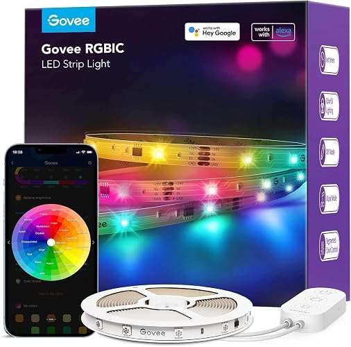 Govee LED Strip 10m, Smart RGBIC LED Streifen Lichterkette mit Alexa | Kompatibel mit Google Assistant, Smart App mit Musik Sync, DIY-Segmentsteuerung, Deko für Party Daheim Schlafzimmer - 10M