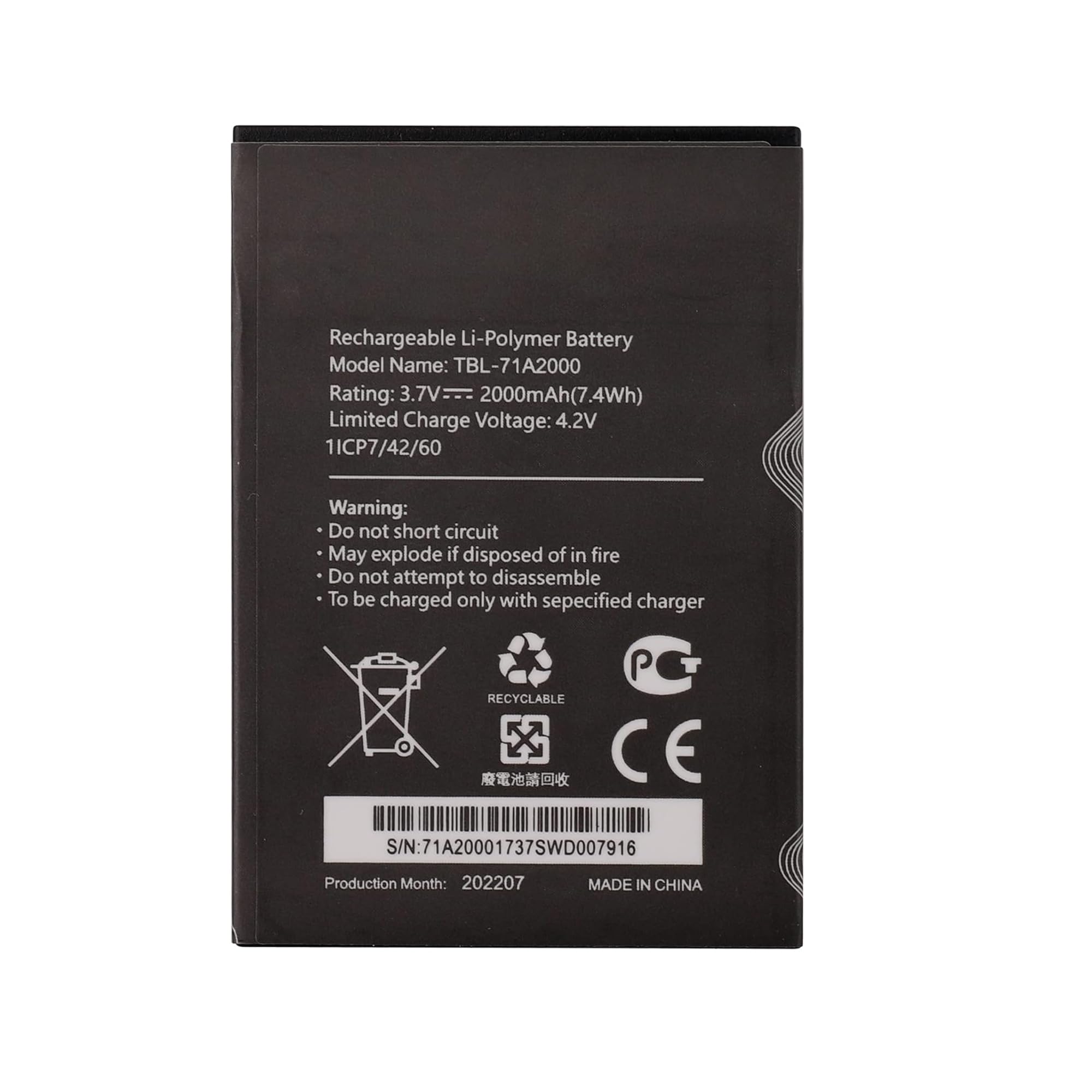 Batteria sostitutiva TBL-71A2000 per TL-TR861 TL-TR761 M5350 ricaricabile 0 Cycle