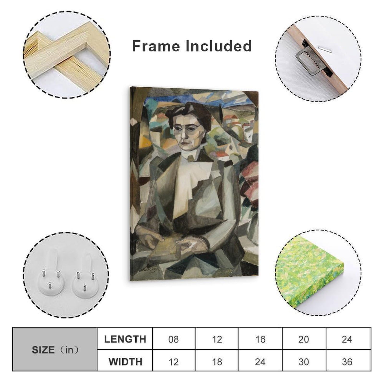 Retrato de Madame H. M. Barzun by Albert Gleizes- Impresiones en lienzo modernas, pinturas decorativas para habitación de niños o niñas, murales para sala de estar y pinturas con motivos navideños 46