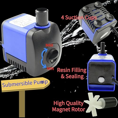 Miniatura 5 de Conquerall CHA-450 140GPH 550LH AC 110V Bomba sumergible 8W para peceras, características de agua, estanques, acuarios, fuentes, estatuas, fuentes