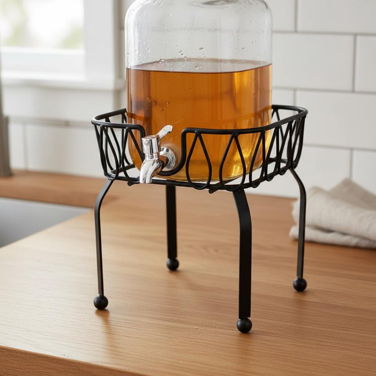 perfk Soporte Barril Base Resistente Estante Hierro Dispensador Fácil Uso Compatible con Diversos Envases en Buffets Reuniones, Negro, Rack 8L