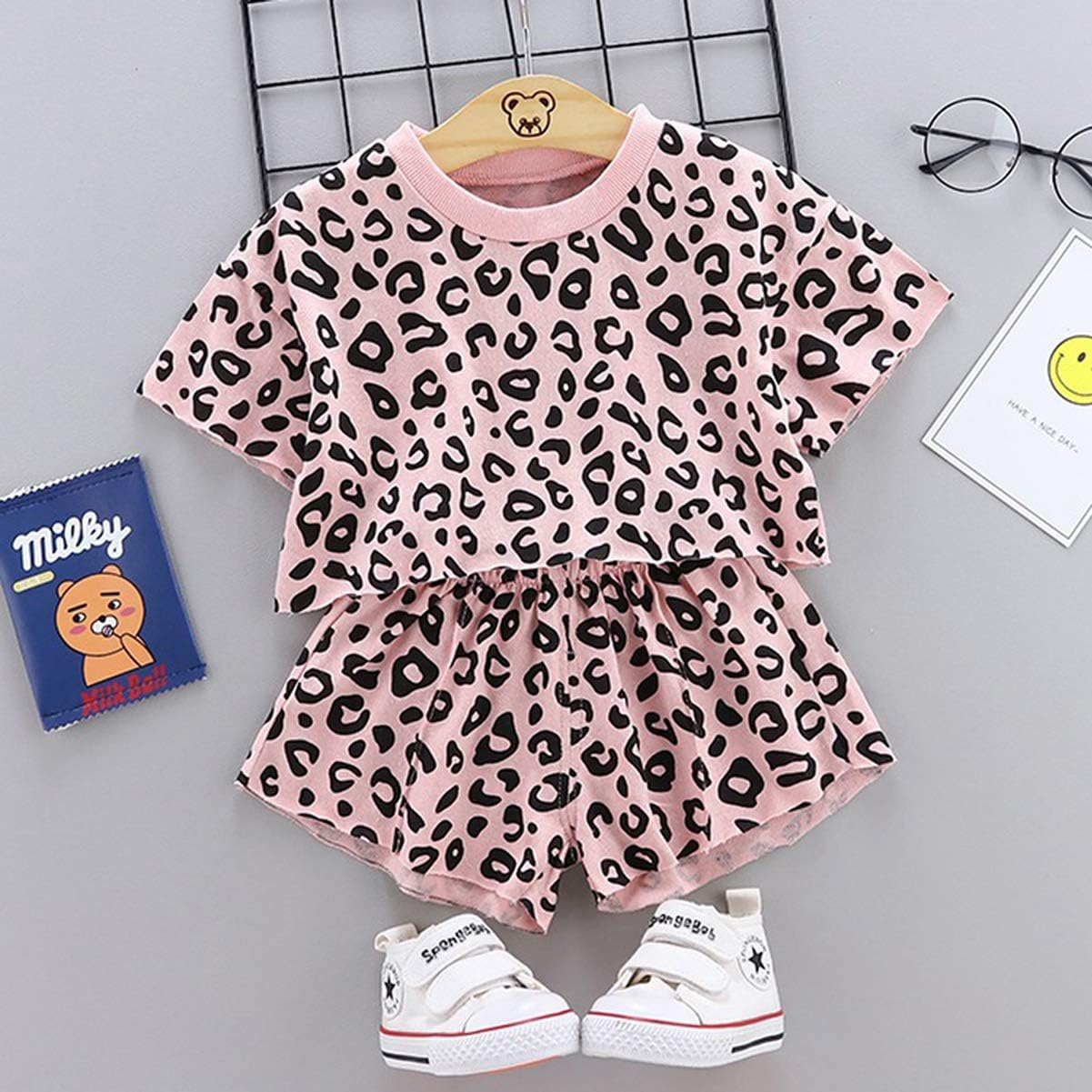Toddler Baby Girls Leopard Print Summer Clothes Set T-Shirt and Short Pants 2pcs Outfits image 3