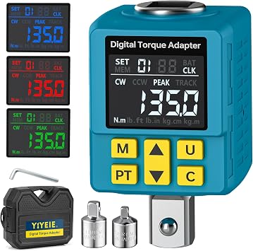 1/2" Digital Torque Wrench Adapter 5-100 ft-lb 6.8-135Nm, 2% Accuracy