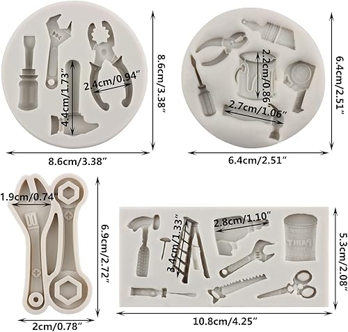 Miniatura 7 de Herramientas de construcción, moldes de silicona para fondant, herramientas de mano, molde de chocolate para cupcakes, decoración de pasteles,