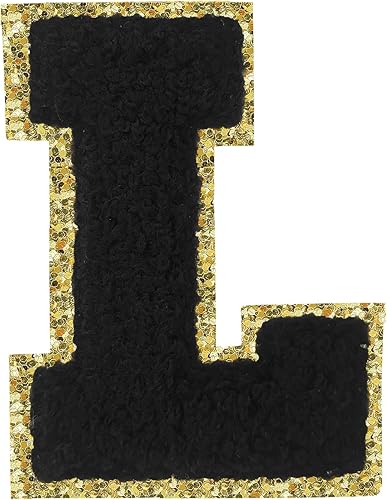 Miniatura 253 de Parches de letras termo-adhesivas de felpilla para chaquetas, parches de letras universitarias con brillantina para planchar en la letra azul A