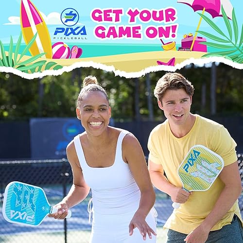 Miniatura 2 de PIXA Coastal Crush Pickleball Paddle, cara de carbono T-300, superficie de fricción, mango de 5.25 pulgadas, aprobado por USAPA,