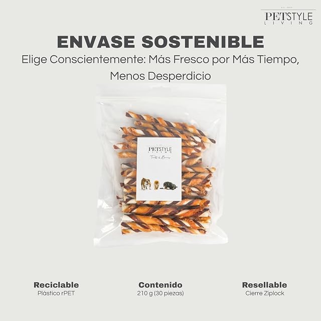 Foto 6 de 8 de Petstyle Living Palitos para Masticar con Pollo y Carne - Snacks para Perros - 12,5 cm - Pack 30 Unidades