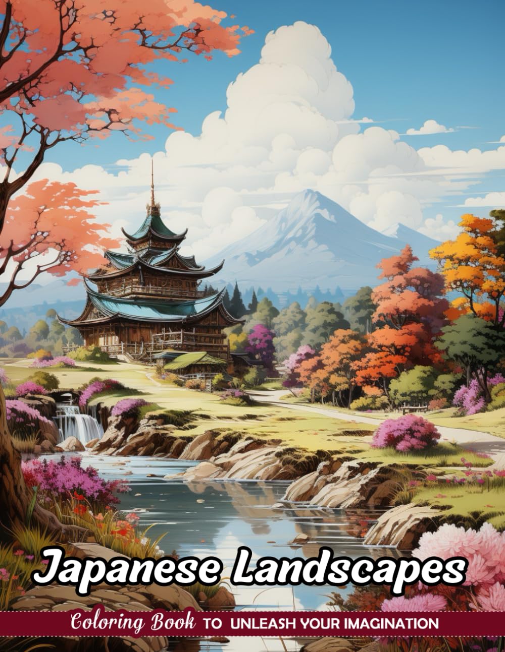 Japanese Landscapes Coloring Book: Eastern-Inspired Vistas for Artistic Reflection