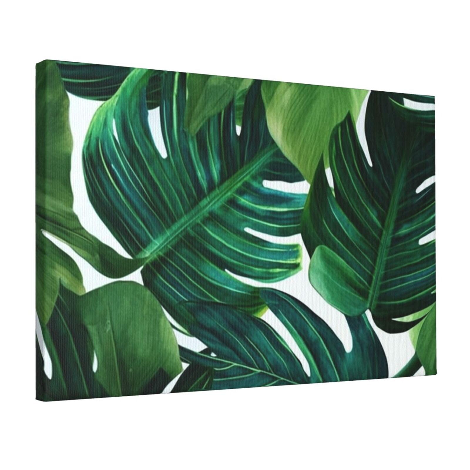 Canvas Wall Art for Living Room Wall Decor 12"x18" Modern Artwork Painting Pictures Hanging Canvas Prints Banana Leaves Aesthetic Wall Art for Bedroom Bathroom Office Wallart Decor