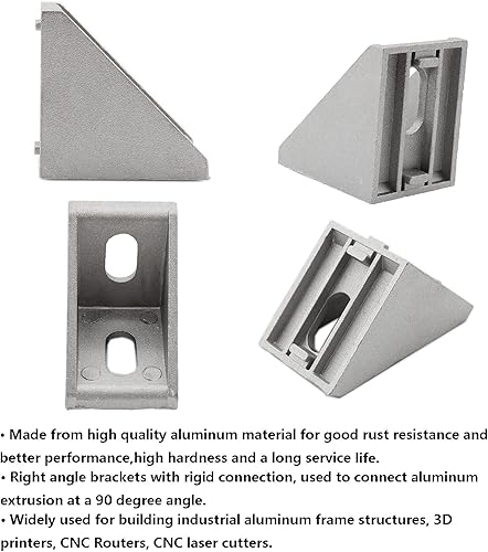 Miniatura 4 de Paquete de 10 soportes de esquina de perfil de aluminio, cierre de junta de ángulo recto en forma de L, conector para perfil de extrusión de