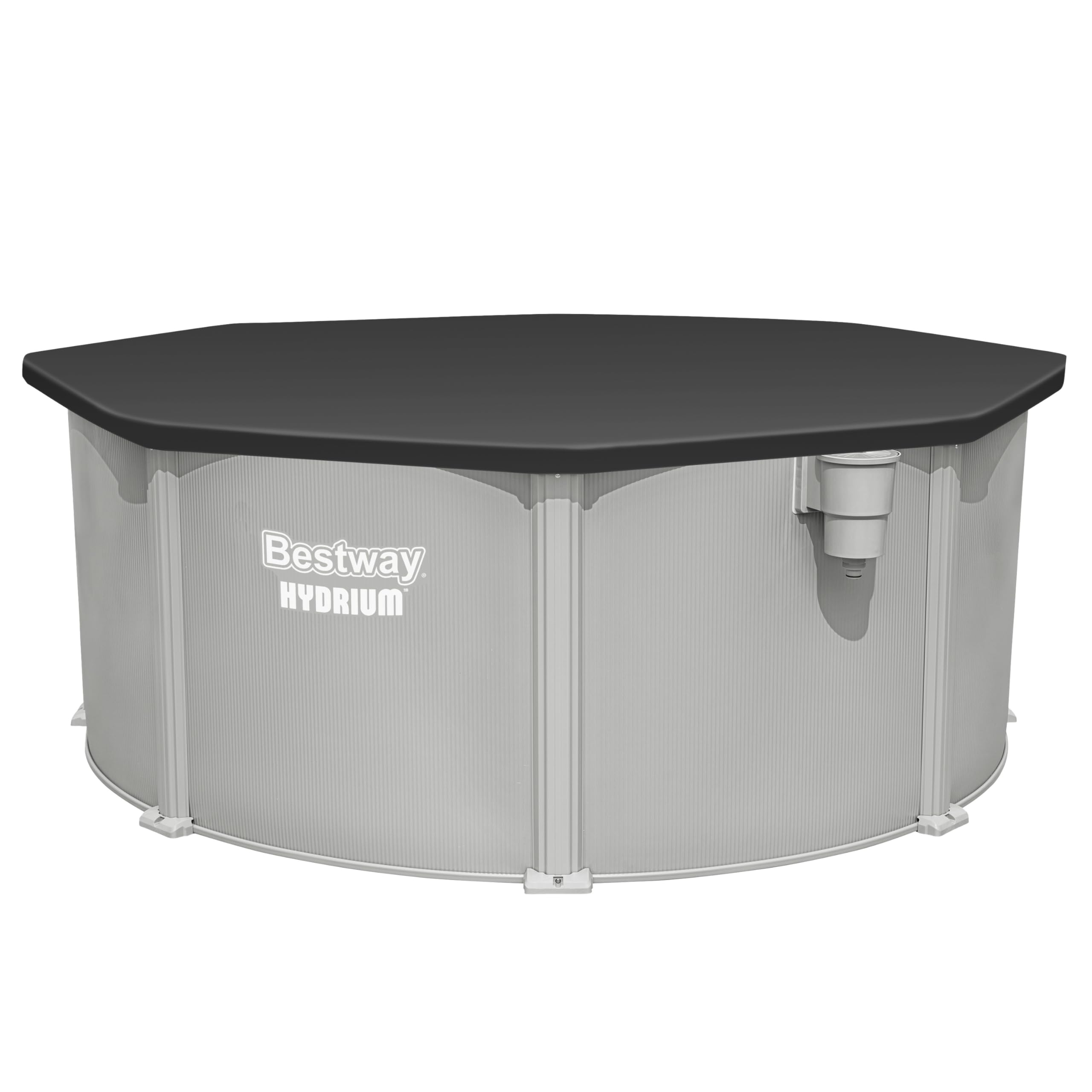 Bestway Hydrium Stahlwandpool Komplett-Set rund 305 x 122 cm Granitgrau Gartenpool Aufstellpool mit Sandfilteranlage