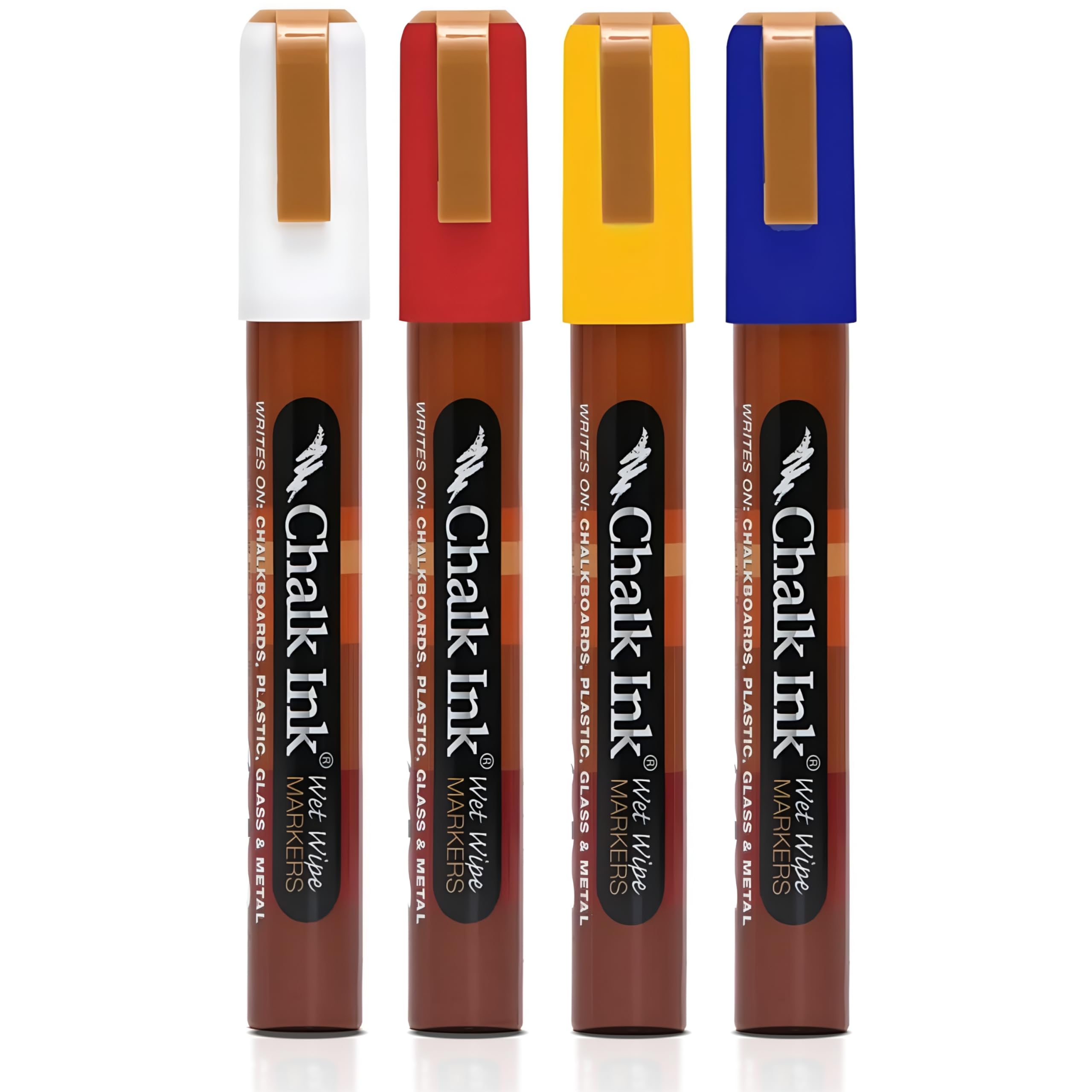 Chalk Ink Chalk Markers - Professional Chisel Tip Chalkboard Markers - Quick Dry Vibrant Colors - Wet Wipe Liquid Chalk Pens (6mm, Classic, 4 Pack)
