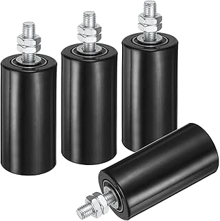 uxcell 4Pcs Slide Gate Guide Roller, 4" Nylon Rollers Gate Support Assembly, Universal Sealed Ball Bearing Rolling Gate Guider for Sliding Door, Black